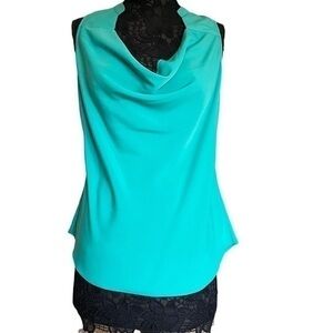 Cynthia Steffe teal green draped neck sleeveless tank top blouse Medium …